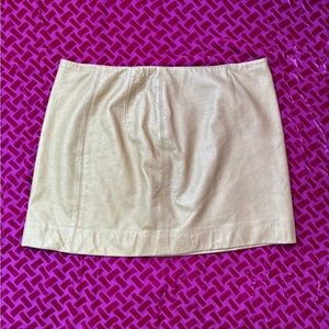 Vintage 90s Gold Leather Mini Skirt sz S
